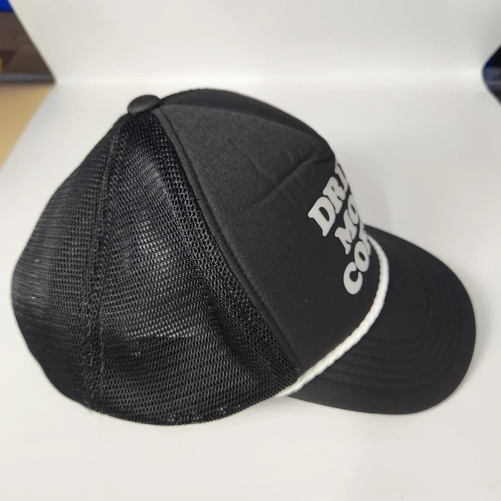Dutch Bros Drink More Coffee Hat Cap Snap Back Black White Trucker Mesh Mens‎